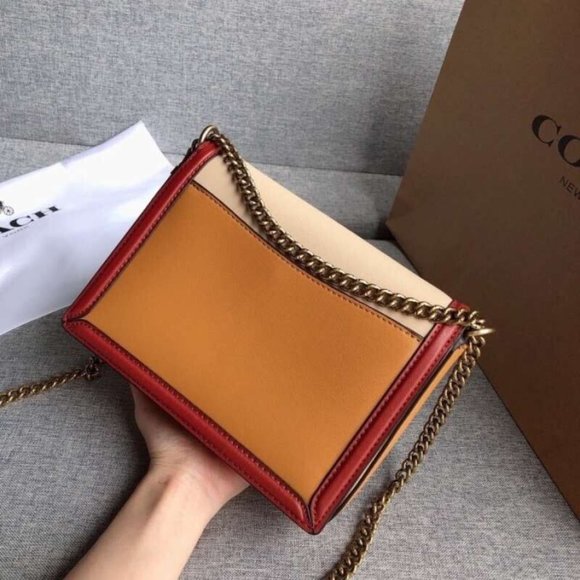 🌺🌹 Coach Colorblock Hutton Shoulder Bag Brass/Ivory Blush Multi 89070 - Picture 9 of 13